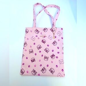 LADUREE Macaron Pink Cat Small Tote Bag Eiffel Tower Keychain